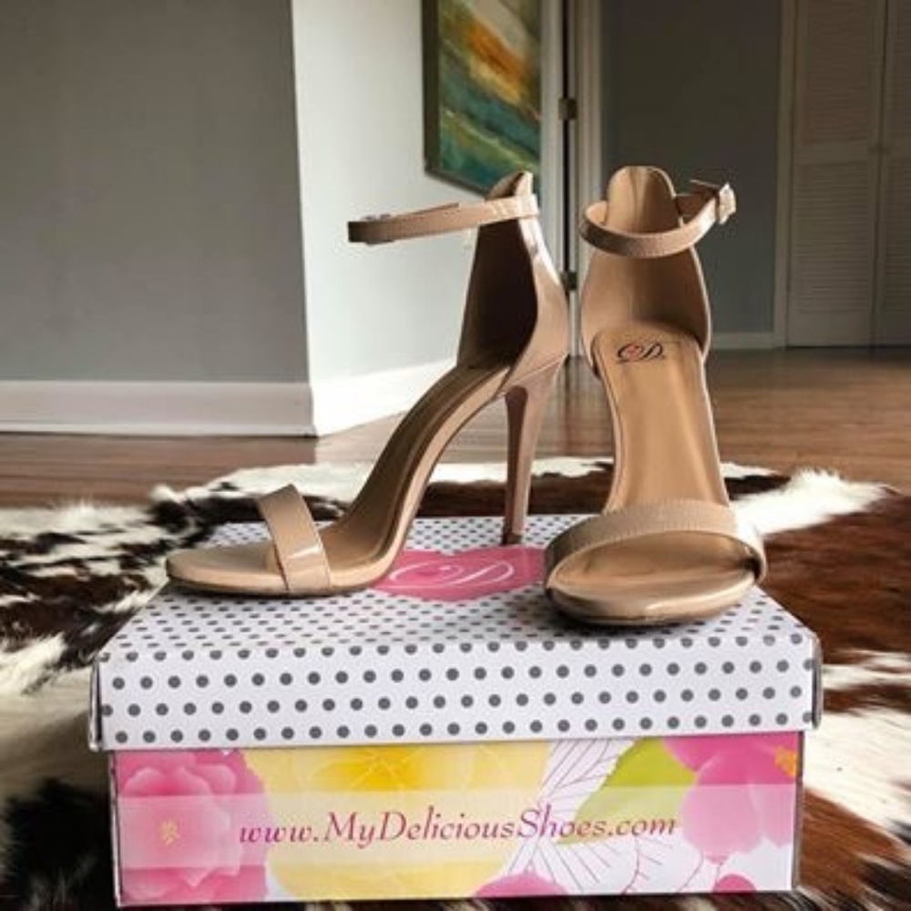 Nude strappy heels